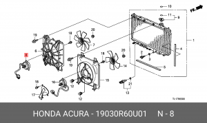 Вентилятор охлаждения радиатора ДВС 19030R60U01 HONDA