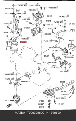 Подушка двигателя T00639060C MAZDA