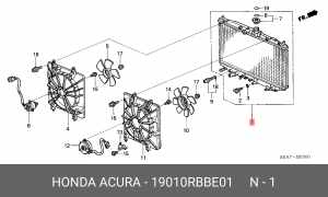 Радиатор охлаждения ДВС 19010-RBB-E01 HONDA