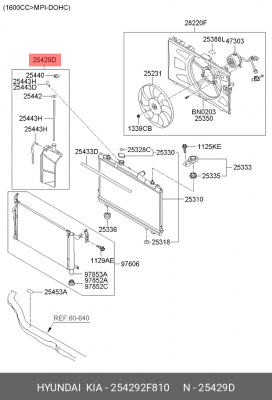 Бачок расширительный системы охлаждения 254292F810 HYUNDAI KIA