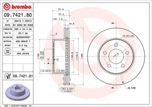 Тормозной диск 09.7421.80 BREMBO