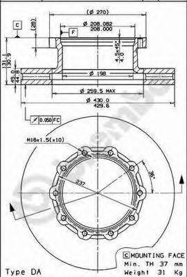 Тормозной диск 09806710 BREMBO