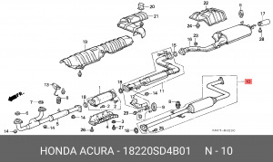 Средний глушитель выхлопных газов 18220SD4B01 HONDA