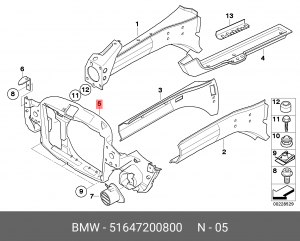 Кронштейн крепления радиатора охлаждения ДВС 51 64 7 200 800 BMW