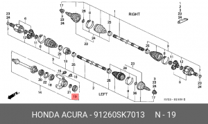 Уплотняющее кольцо, дифференциал 91260SK7013 HONDA