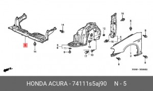 Пыльник моторного отсека 74111S5AJ90 HONDA