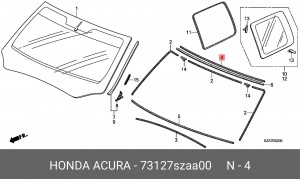 Уплотнитель стекла ветрового 73127SZAA00 HONDA
