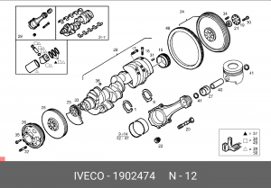 Шатунный подшипник 1902474 IVECO