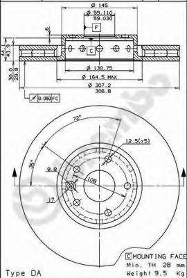 Тормозной диск 09.5846.10 BREMBO