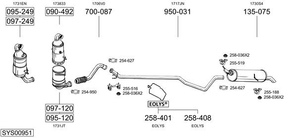 Глушитель выхлопных газов конечный 287185 BOSAL