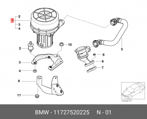 Насосный модуль дополнительного воздуха 11 72 7 520 225 BMW