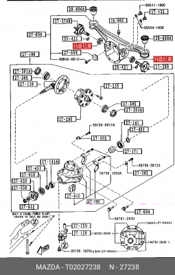 Уплотняющее кольцо, дифференциал T020-27-238 MAZDA