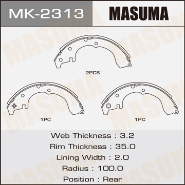 Колодки тормозные барабанные MK2313 MASUMA