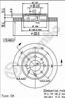 Тормозной диск 09.8616.10 BREMBO