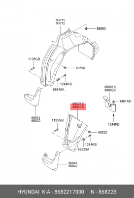 Подкрылок 8682217000 HYUNDAI KIA