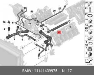 Патрубок системы охлаждения ДВС 11 14 1 439 975 BMW