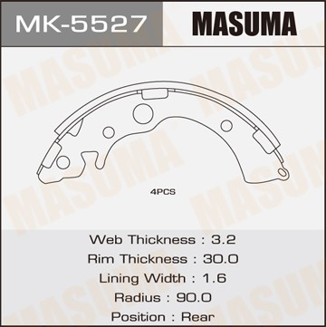 Колодки тормозные барабанные MK5527 MASUMA