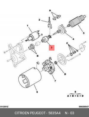 Привод с механизмом свободного хода, стартер 5835 A4 CITROEN PEUGEOT