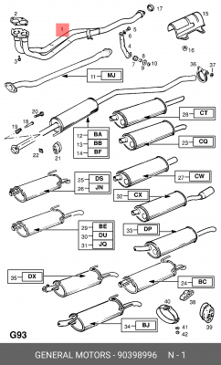Выпускной трубопровод 90398996 GENERAL MOTORS