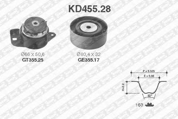 Комплект ремня ГРМ KD455.28 NTN SNR
