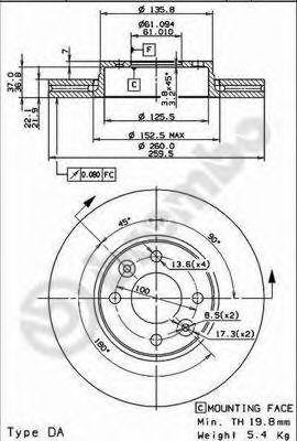 Тормозной диск 09907810 BREMBO