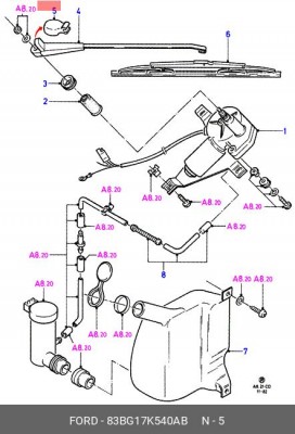 Рычаг стеклоочистителя, система очистки окон 83BG17K540AB FORD