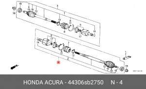 Шарнирный комплект, приводной вал 44306SB2750 HONDA