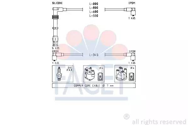 Ккомплект проводов зажигания 4.7226 FACET