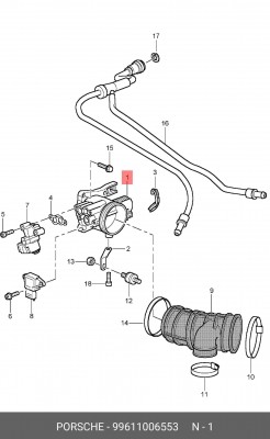 Патрубок дроссельной заслонки 99611006553 PORSCHE