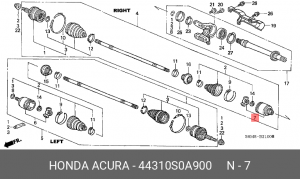 Шарнирный комплект, приводной вал 44310-S0A-900 HONDA