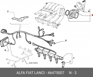 Патрубок дроссельной заслонки 46475007 ALFA FIAT LANCIA