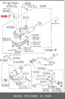 Прокладка, выпускной трубопровод 8914-13-483 MAZDA