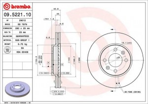Тормозной диск 09.5221.10 BREMBO