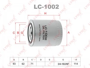 Фильтр масляный двигателя LC-1002 LYNXAUTO