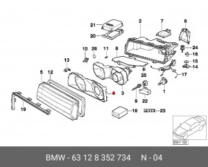 Рамка, основная фара; Рамка, фара дальнего света 63 12 8 352 734 BMW