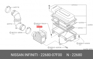 Датчик потока воздуха 22680-07F00 NISSAN