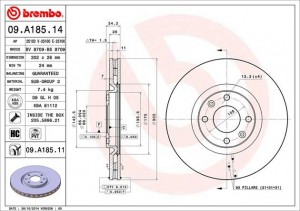 Диск тормозной 09.A185.14 BREMBO