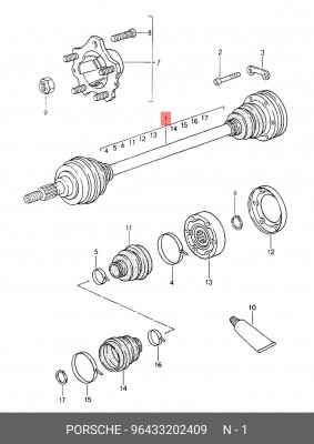 Приводной вал 96433202409 PORSCHE