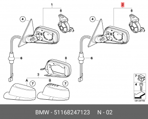Зеркало заднего вида 51 16 8 247 123 BMW