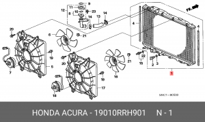 Радиатор, охлаждение двигател 19010RRH901 HONDA
