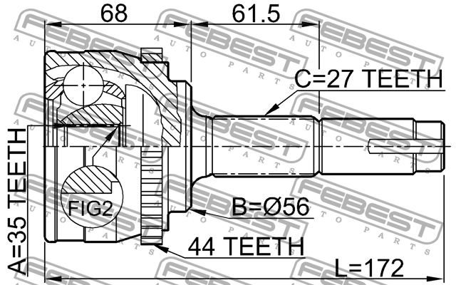 ШРУС 0210-070A44 FEBEST