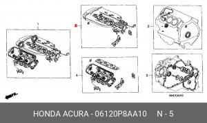 Комплект прокладок, головка цилиндра 06120P8AA10 HONDA