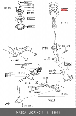 Пружина подвески L027-34-011 MAZDA
