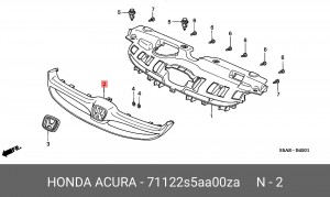 Молдинг решетки радиатора 71122S5AA00ZA HONDA