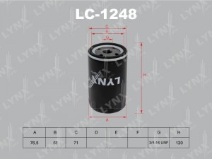 Фильтр масляный двигателя LC-1248 LYNXAUTO