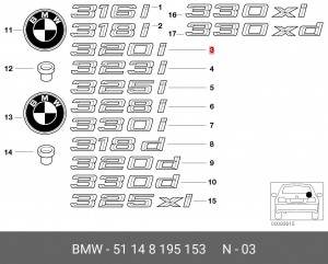 Эмблема 51 14 8 195 153 BMW
