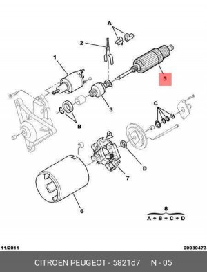 Якорь, стартер 5821 D7 CITROEN PEUGEOT