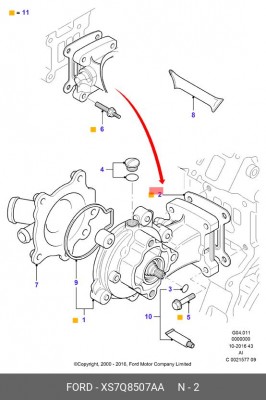 Прокладка, водяной насос XS7Q8507AA FORD
