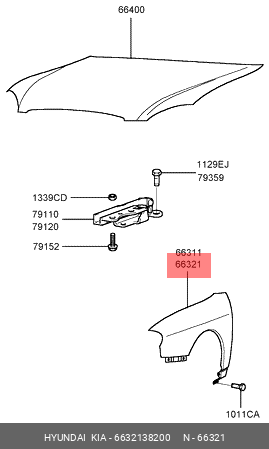 Крыло 6632138200 HYUNDAI KIA