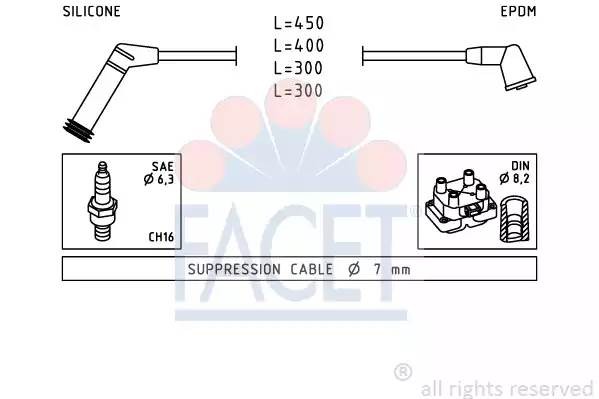 Ккомплект проводов зажигания 4.7235 FACET